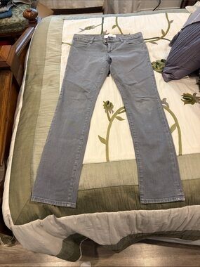 Paper Denim & Cloth Gray Washed Denim Jeans with Red Stitching